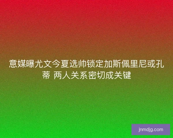 意媒曝尤文今夏选帅锁定加斯佩里尼或孔蒂 两人关系密切成关键