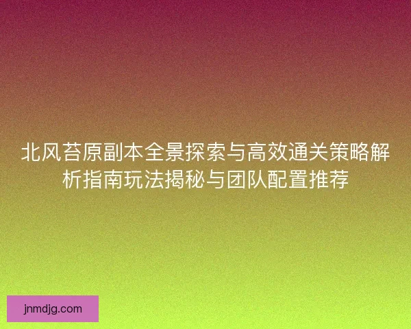北风苔原副本全景探索与高效通关策略解析指南玩法揭秘与团队配置推荐